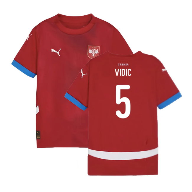 2024-2025 Serbia Home Shirt (Kids) (Vidic 5)-SoccerKits Hub | Buy Soccer Jerseys Online